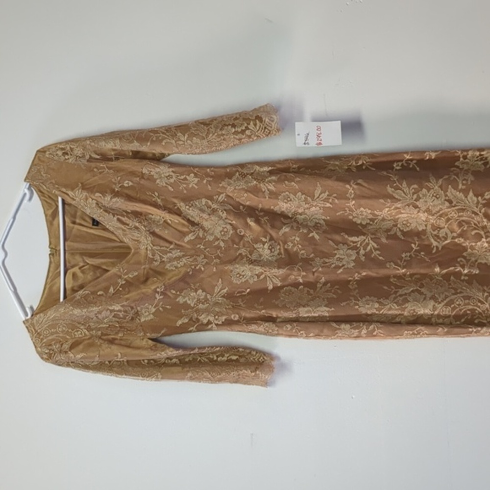 NEW Johanne Beck Lace Overlay Midi Column Dress, Size 4